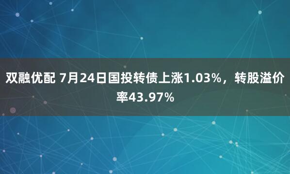 双融优配 7月24日国投转债上涨1.03%，转股溢价率43.97%